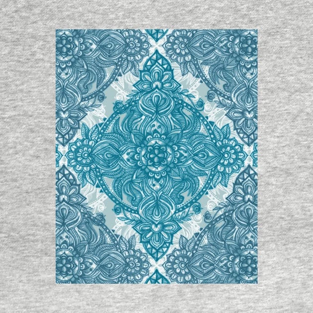 Teal & White Lace Pencil Doodle by micklyn